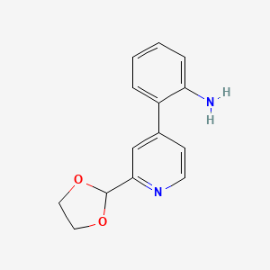molecular formula C14H14N2O2 B14635523 Benzenamine, 2-[2-(1,3-dioxolan-2-yl)-4-pyridinyl]- CAS No. 55218-82-1