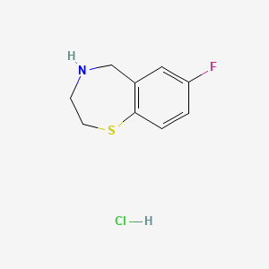 molecular formula C9H11ClFNS B1463564 7-Fluoro-2,3,4,5-tetrahydro-1,4-benzothiazepine hydrochloride CAS No. 1258650-31-5