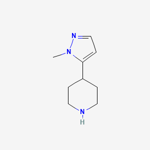 molecular formula C9H15N3 B1463566 4-(1-methyl-1H-pyrazol-5-yl)piperidine CAS No. 640270-01-5