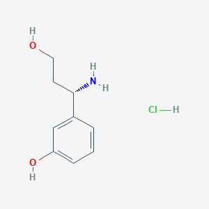 molecular formula C9H14ClNO2 B1463569 (S)-3-(1-Amino-3-hydroxy-propyl)-phenol hydrochloride CAS No. 1212827-86-5