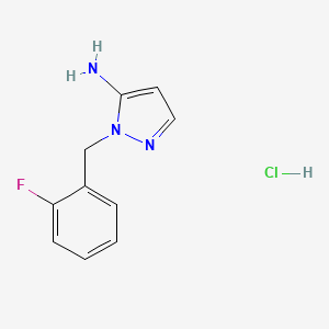 molecular formula C10H11ClFN3 B1463573 1-[(2-氟苯基)甲基]-1H-吡唑-5-胺盐酸盐 CAS No. 1258651-51-2