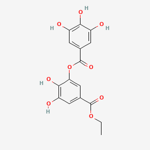 molecular formula C16H14O9 B14635955 Ethyl 3,4-dihydroxy-5-[(3,4,5-trihydroxybenzoyl)oxy]benzoate CAS No. 52516-74-2