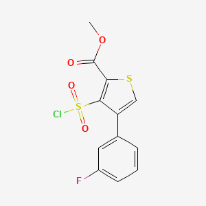 molecular formula C12H8ClFO4S2 B1463598 Methyl 3-(chlorosulfonyl)-4-(3-fluorophenyl)thiophene-2-carboxylate CAS No. 1291487-04-1