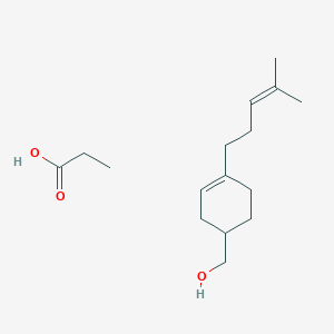 molecular formula C16H28O3 B14636037 [4-(4-Methylpent-3-enyl)cyclohex-3-en-1-yl]methanol;propanoic acid CAS No. 53889-43-3