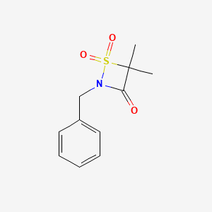 molecular formula C11H13NO3S B14636068 1,2-Thiazetidin-3-one, 4,4-dimethyl-2-(phenylmethyl)-, 1,1-dioxide CAS No. 55897-44-4