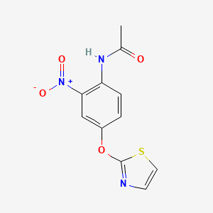 molecular formula C11H9N3O4S B14636131 N-{2-Nitro-4-[(1,3-thiazol-2-yl)oxy]phenyl}acetamide CAS No. 55564-07-3