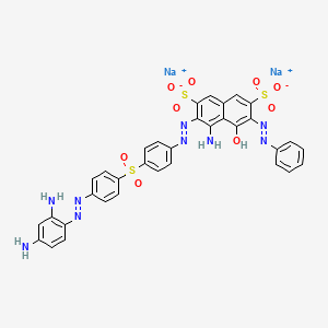 molecular formula C34H25N9Na2O9S3 B14636147 Disodium 4-amino-3-[[4-[[4-[(2,4-diaminophenyl)azo]phenyl]sulphonyl]phenyl]azo]-5-hydroxy-6-(phenylazo)naphthalene-2,7-disulphonate CAS No. 52204-07-6