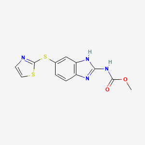 molecular formula C12H10N4O2S2 B14636187 Methyl {6-[(1,3-thiazol-2-yl)sulfanyl]-1H-benzimidazol-2-yl}carbamate CAS No. 55564-18-6