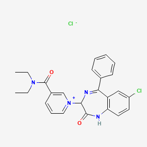 molecular formula C25H24Cl2N4O2 B14636202 Pyridinium, 1-(7-chloro-2,3-dihydro-2-oxo-5-phenyl-1H-1,4-benzodiazepin-3-yl)-3-(diethylcarbamoyl)-, chloride CAS No. 52995-74-1