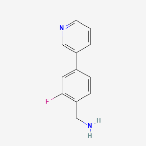 molecular formula C12H11FN2 B1463638 (2-Fluoro-4-(pyridin-3-yl)phenyl)methanamine CAS No. 1184459-00-4