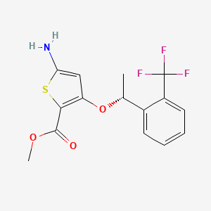 molecular formula C15H14F3NO3S B1463680 (R)-Methyl 5-amino-3-(1-(2-(trifluoromethyl)phenyl)ethoxy)thiophene-2-carboxylate CAS No. 929039-92-9
