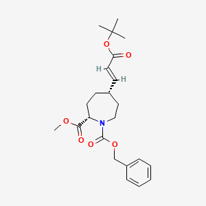 molecular formula C23H31NO6 B1463681 1-Benzyl 2-methyl (2S,5S)-5-[(E)-3-(tert-butoxy)-3-oxo-1-propenyl]-1,2-azepanedicarboxylate CAS No. 1265966-60-6