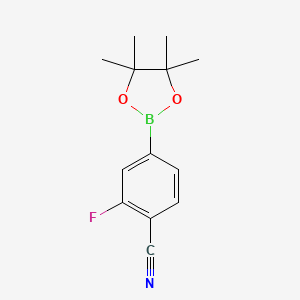 molecular formula C13H15BFNO2 B1463684 2-Fluoro-4-(4,4,5,5-tetramethyl-1,3,2-dioxaborolan-2-YL)benzonitrile CAS No. 870238-67-8