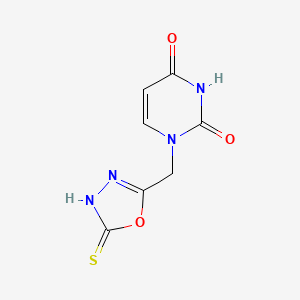 molecular formula C7H6N4O3S B1463690 1-[(5-mercapto-1,3,4-oxadiazol-2-yl)methyl]pyrimidine-2,4(1H,3H)-dione CAS No. 1283107-96-9