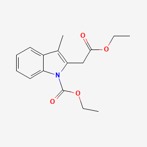 molecular formula C16H19NO4 B14637120 Ethyl 2-(2-ethoxy-2-oxoethyl)-3-methyl-1H-indole-1-carboxylate CAS No. 54124-40-2