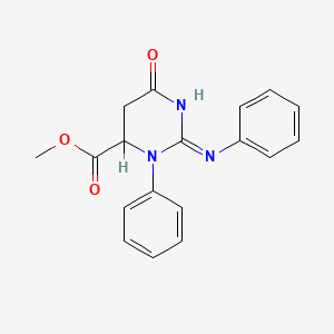 molecular formula C18H17N3O3 B14637325 Methyl 2-anilino-6-oxo-3-phenyl-4,5-dihydropyrimidine-4-carboxylate CAS No. 55124-78-2