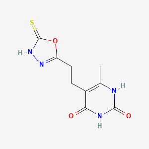 molecular formula C9H10N4O3S B1463761 5-[2-(5-mercapto-1,3,4-oxadiazol-2-yl)ethyl]-6-methylpyrimidine-2,4(1H,3H)-dione CAS No. 1242281-94-2