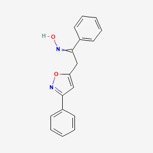 molecular formula C17H14N2O2 B14637662 N-[1-Phenyl-2-(3-phenyl-1,2-oxazol-5-yl)ethylidene]hydroxylamine CAS No. 53085-53-3