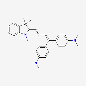 molecular formula C31H37N3 B14637698 Benzenamine, 4,4'-(4-(2,3-dihydro-1,3,3-trimethyl-1H-indol-2-yl)-1,3-butadienylidene)bis(N,N-dimethyl- CAS No. 54268-90-5