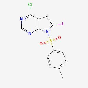 molecular formula C13H9ClIN3O2S B1463790 4-氯-6-碘-7-甲苯磺酰基-7H-吡咯并[2,3-d]嘧啶 CAS No. 479633-70-0