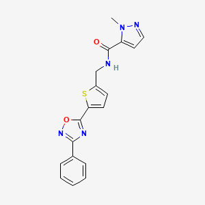 1-methyl-N-{[5-(3-phenyl-1,2,4-oxadiazol-5-yl)-2-thienyl]methyl}-1H-pyrazole-5-carboxamide
