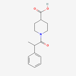molecular formula C15H19NO3 B1463811 1-(2-Phenylpropanoyl)piperidine-4-carboxylic acid CAS No. 1211499-23-8