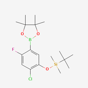 molecular formula C18H29BClFO3Si B1463821 tert-Butyl(2-chloro-4-fluoro-5-(4,4,5,5-tetramethyl-1,3,2-dioxaborolan-2-yl)phenoxy)dimethylsilane CAS No. 1150561-59-3