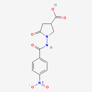 molecular formula C12H11N3O6 B1463835 1-[(4-Nitrobenzoyl)amino]-5-oxopyrrolidine-3-carboxylic acid CAS No. 894622-67-4