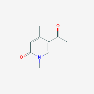 molecular formula C9H11NO2 B146385 2(1H)-Pyridinone, 5-acetyl-1,4-dimethyl-(9CI) CAS No. 129689-54-9