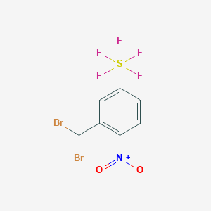 molecular formula C7H4Br2F5NO2S B1463873 1-Nitro-2-dibromomethyl-4-(pentafluorosulfanyl)benzene CAS No. 1309569-31-0