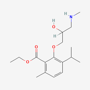 molecular formula C17H27NO4 B14638829 Ethyl 3-(2-hydroxy-3-(methylamino)propoxy)-p-cymene-2-carboxylate CAS No. 53251-85-7