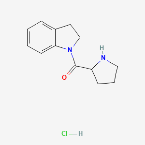 molecular formula C13H17ClN2O B1463891 2,3-Dihydro-1H-indol-1-YL(2-pyrrolidinyl)-methanone hydrochloride CAS No. 1246172-54-2