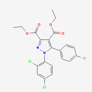 molecular formula C21H17Cl3N2O4 B1463914 5-(4-Chloro-phenyl)-1-(2,4-dichloro-phenyl)-1H-pyrazole-3,4-dicarboxylic acid diethyl ester CAS No. 1206970-22-0