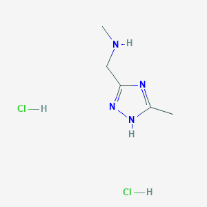 molecular formula C5H12Cl2N4 B1463916 methyl[(3-methyl-1H-1,2,4-triazol-5-yl)methyl]amine dihydrochloride CAS No. 1333916-33-8
