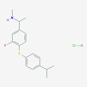 molecular formula C18H23ClFNS B1463927 [1-(3-Fluoro-4-{[4-(propan-2-yl)phenyl]sulfanyl}phenyl)ethyl](methyl)amine hydrochloride CAS No. 1306606-19-8