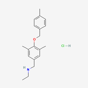 molecular formula C19H26ClNO B1463928 ({3,5-Dimethyl-4-[(4-methylphenyl)methoxy]phenyl}methyl)(ethyl)amine hydrochloride CAS No. 1311315-64-6