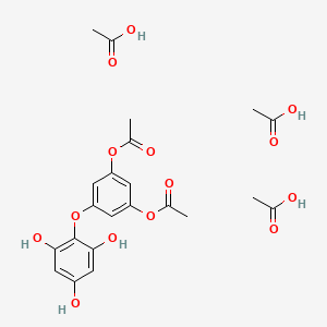 molecular formula C22H26O14 B14639380 Acetic acid;[3-acetyloxy-5-(2,4,6-trihydroxyphenoxy)phenyl] acetate CAS No. 56318-97-9