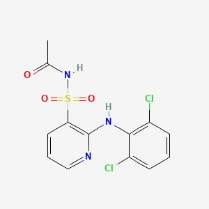 molecular formula C13H11Cl2N3O3S B14639410 Acetamide, N-[[2-[(2,6-dichlorophenyl)amino]-3-pyridinyl]sulfonyl]- CAS No. 55841-94-6