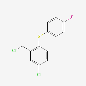 molecular formula C13H9Cl2FS B14639435 Benzene, 4-chloro-2-(chloromethyl)-1-[(4-fluorophenyl)thio]- CAS No. 54435-29-9