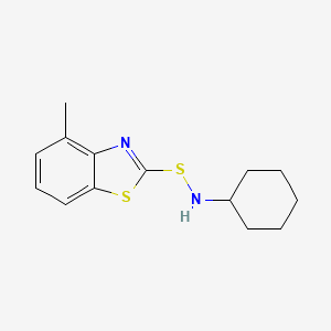 molecular formula C14H18N2S2 B14639476 N-[(4-Methyl-1,3-benzothiazol-2-yl)sulfanyl]cyclohexanamine CAS No. 52904-73-1