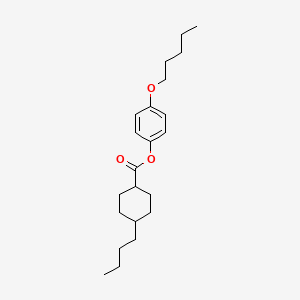 molecular formula C22H34O3 B14639517 Cyclohexanecarboxylic acid, 4-butyl-, 4-(pentyloxy)phenyl ester CAS No. 56359-72-9