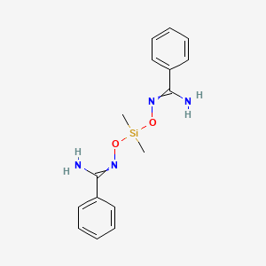 molecular formula C16H20N4O2Si B14639997 N',N''-[(Dimethylsilanediyl)bis(oxy)]dibenzenecarboximidamide CAS No. 55275-12-2