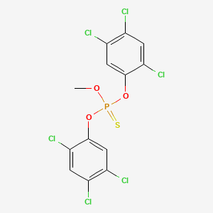 molecular formula C13H7Cl6O3PS B14640018 Phosphorothioic acid, O-methyl O,O-bis(2,4,5-trichlorophenyl) ester CAS No. 56201-37-7