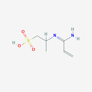 molecular formula C6H12N2O3S B14640024 2-[(E)-(1-Aminoprop-2-en-1-ylidene)amino]propane-1-sulfonic acid CAS No. 52941-95-4
