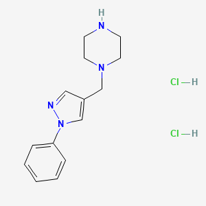 molecular formula C14H20Cl2N4 B1464009 1-[(1-phenyl-1H-pyrazol-4-yl)methyl]piperazine dihydrochloride CAS No. 1311316-45-6