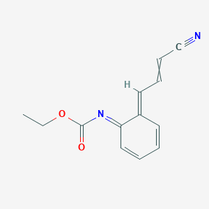 molecular formula C13H12N2O2 B14640242 ethyl (NE)-N-[(6E)-6-(3-cyanoprop-2-enylidene)cyclohexa-2,4-dien-1-ylidene]carbamate 