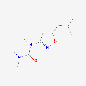 molecular formula C11H19N3O2 B14640764 N,N,N'-Trimethyl-N'-[5-(2-methylpropyl)-1,2-oxazol-3-yl]urea CAS No. 55809-07-9