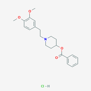 molecular formula C22H28ClNO4 B146412 1-(2-(3,4-Dimethoxyphenyl)ethyl)-4-benzoylhydroxypiperidine hydrochloride CAS No. 134826-28-1