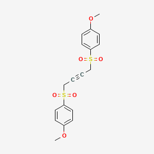 molecular formula C18H18O6S2 B14641224 1,1'-(But-2-yne-1,4-diyldisulfonyl)bis(4-methoxybenzene) CAS No. 56163-37-2