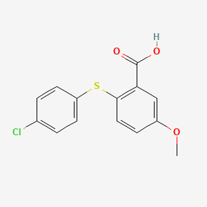 molecular formula C14H11ClO3S B14641296 Benzoic acid, 2-[(4-chlorophenyl)thio]-5-methoxy- CAS No. 56096-53-8